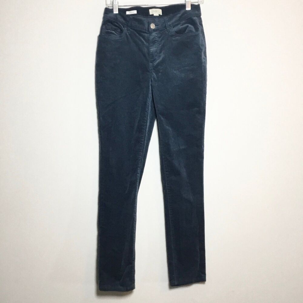 Dark blue fine cordoroy pants stretchy waist 28” - 30” pockets sz 2 casual